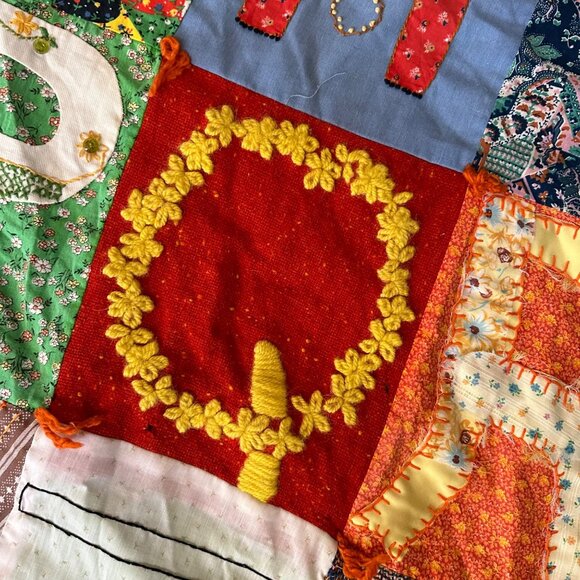 Vintage Alphabet Quilted Folk Art Patchwork Handmade 73"x40" One of a KInd Wall - Picture 7 of 14